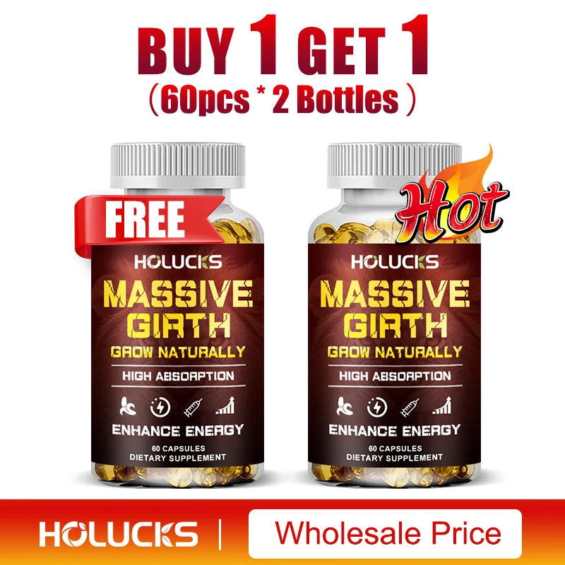 Massive Girth Male Boost Capsules, with Maca Root, Natural Energizer, Support Daily Energy, Stamina & Overall Wellness for Men