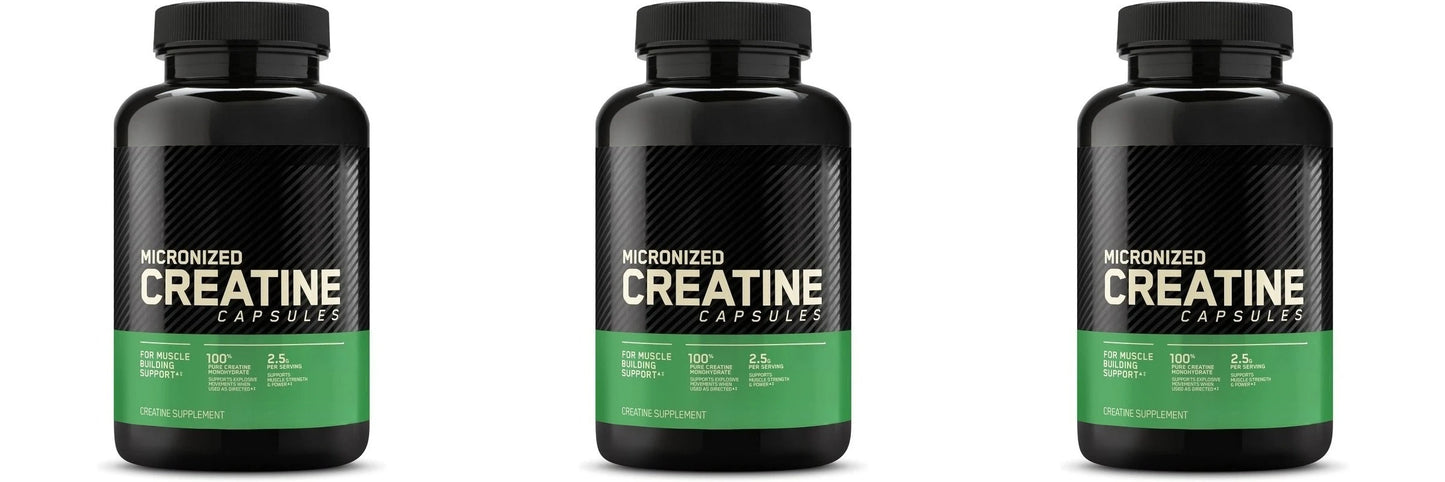 Creatine Monohydrate Supplement 60 Capsules Muscle Strength Fitness Pre-Workout Post-Workout Muscle Recovery Non-GMO Gluten-Free