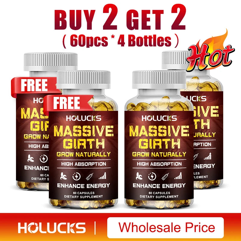 Massive Girth Male Boost Capsules, with Maca Root, Natural Energizer, Support Daily Energy, Stamina & Overall Wellness for Men