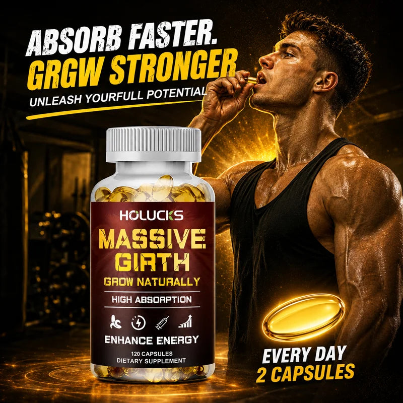 Massive Girth Male Boost Capsules, with Maca Root, Natural Energizer, Support Daily Energy, Stamina & Overall Wellness for Men