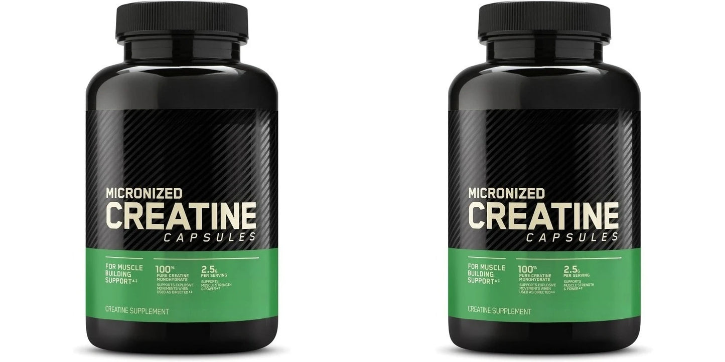Creatine Monohydrate Supplement 60 Capsules Muscle Strength Fitness Pre-Workout Post-Workout Muscle Recovery Non-GMO Gluten-Free