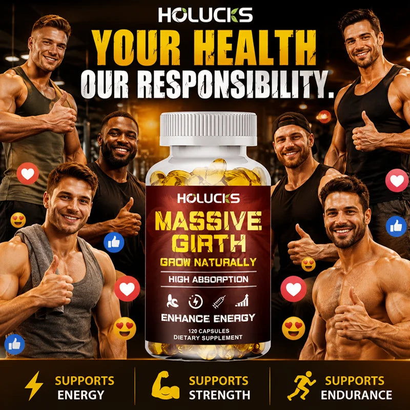 Massive Girth Male Boost Capsules, with Maca Root, Natural Energizer, Support Daily Energy, Stamina & Overall Wellness for Men