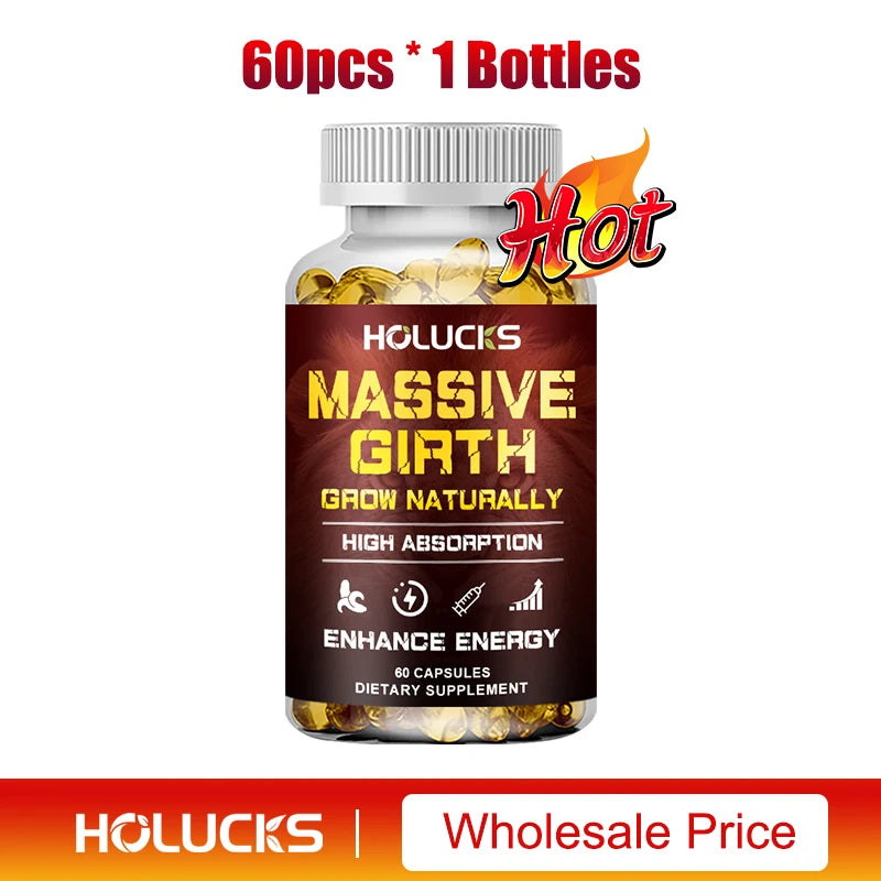 Massive Girth Male Boost Capsules, with Maca Root, Natural Energizer, Support Daily Energy, Stamina & Overall Wellness for Men