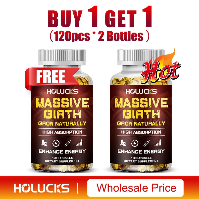 Massive Girth Male Boost Capsules, with Maca Root, Natural Energizer, Support Daily Energy, Stamina & Overall Wellness for Men