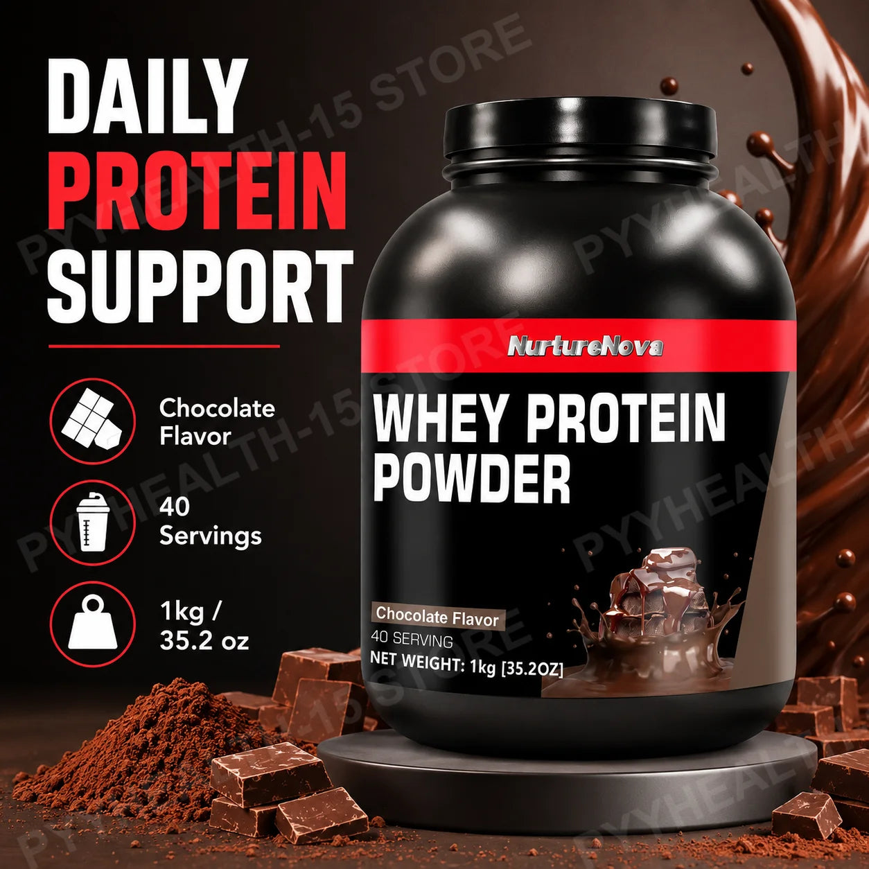 NurtureNova Whey Protein Powder Build Muscle Sport Support  Vanilla Flavor Strawberry Chocolate Matcha Banana Lemon 40 Servings