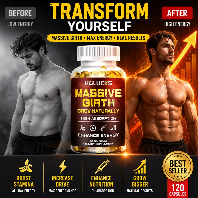 Massive Girth Male Boost Capsules, with Maca Root, Natural Energizer, Support Daily Energy, Stamina & Overall Wellness for Men