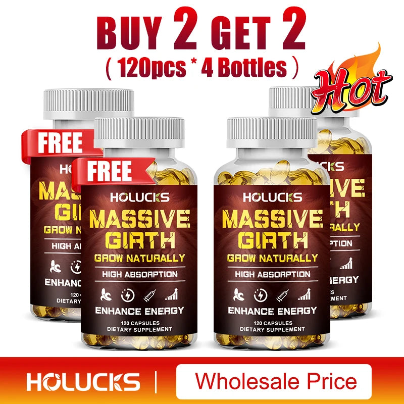 Massive Girth Male Boost Capsules, with Maca Root, Natural Energizer, Support Daily Energy, Stamina & Overall Wellness for Men